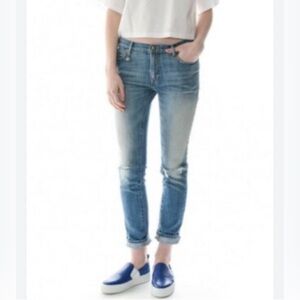 R13 luxury jeans light distressed wash size 35 slouch skinny jeans